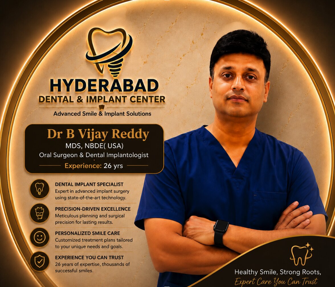 Dr. B. Vijay Reddy at Hyderabad Dental Hospital & Implant Centre, Himayatnagar — established 2004